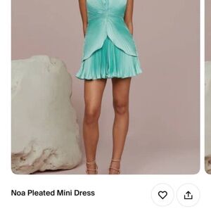 Aura Aqua Pleated Mini Dress